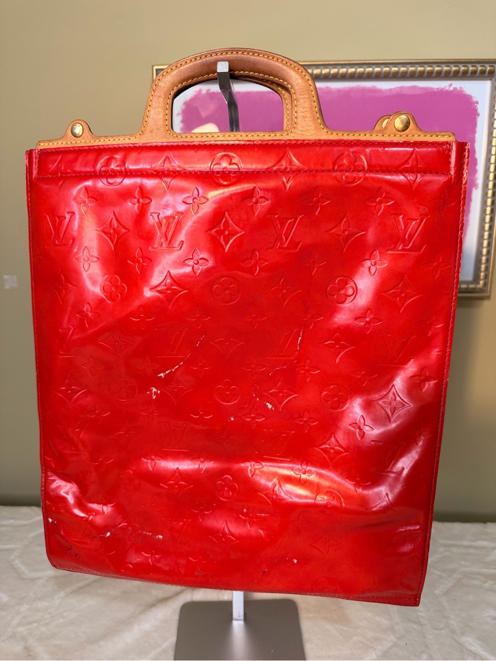 Louis Vuitton Red Vernis Stanton Tote